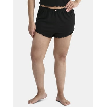 No Boundaries Ribbed Sleep Shorts with Lace Trim, Women's