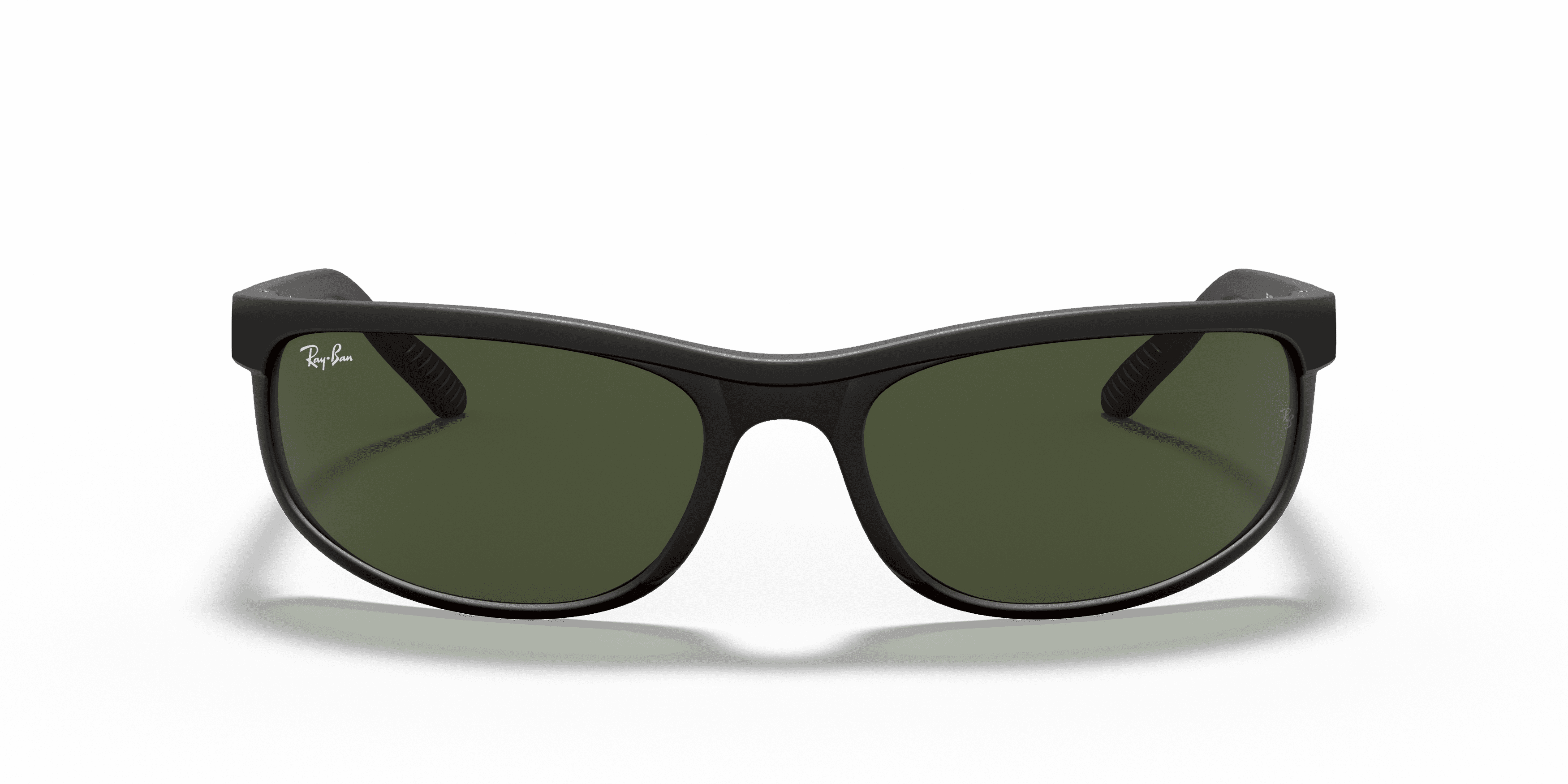 Ray-Ban Predator 2 Sunglasses, Sporty Rectangle Eyeglasses with Case, Matte Black/G-15 Green, Size 62