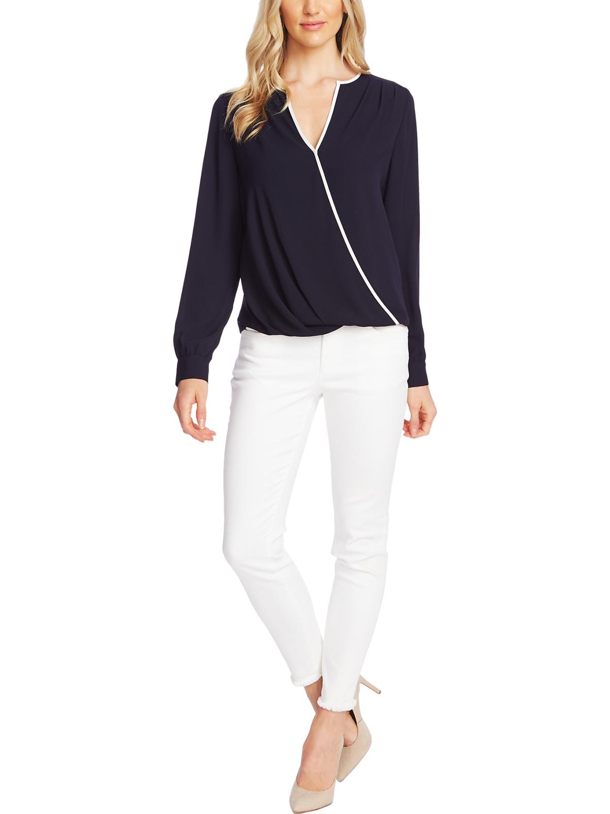 Vince Camuto Womens Sheer Contrast Trim 