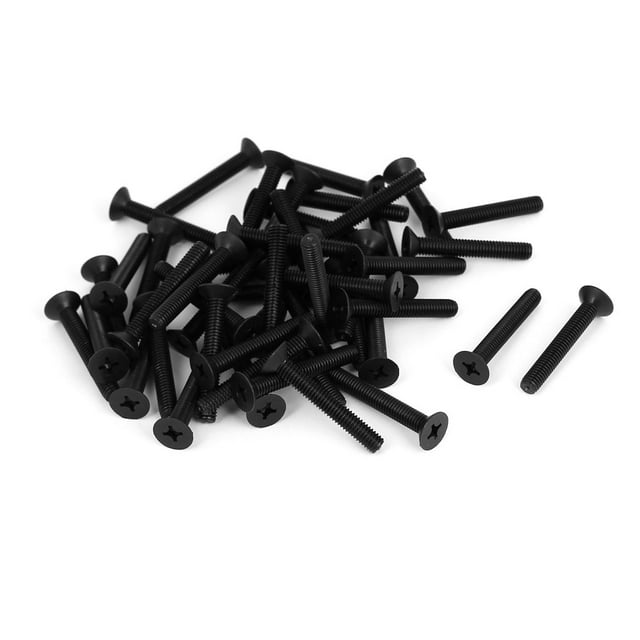Tornillos de cabeza avellanada de nylon Phillips M6x40mm con paso de 1mm, color negro, 50 piezas