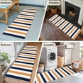 thumbnail image 6 of Burnt Orange Navy Blue Striped Large Area Rugs for Bedroom Living Room, Soft Non Slip Carpet Bedside Rug, Farmhouse Stripe Art Rectangular Floor Cover Kitchen Accent Rug 2'x6' for Dining Room/Office, 6 of 9