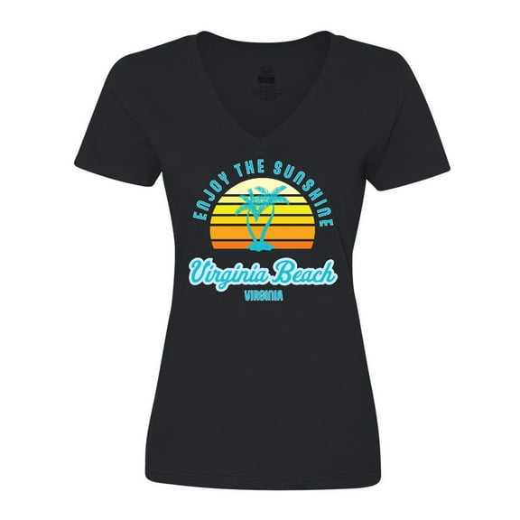 Inktastic Summer Enjoy the Sunshine Virginia Beach Virginia in Blue Women's V-Neck T-Shirt