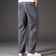 thumbnail image 7 of VSSSJ Men's Cargo Pants Stretch Waist Relaxed Fit Cotton Multiple Pockets Straight Leg Outdoor Casual Work Hiking Pants Dark Gray XXXL, 7 of 7