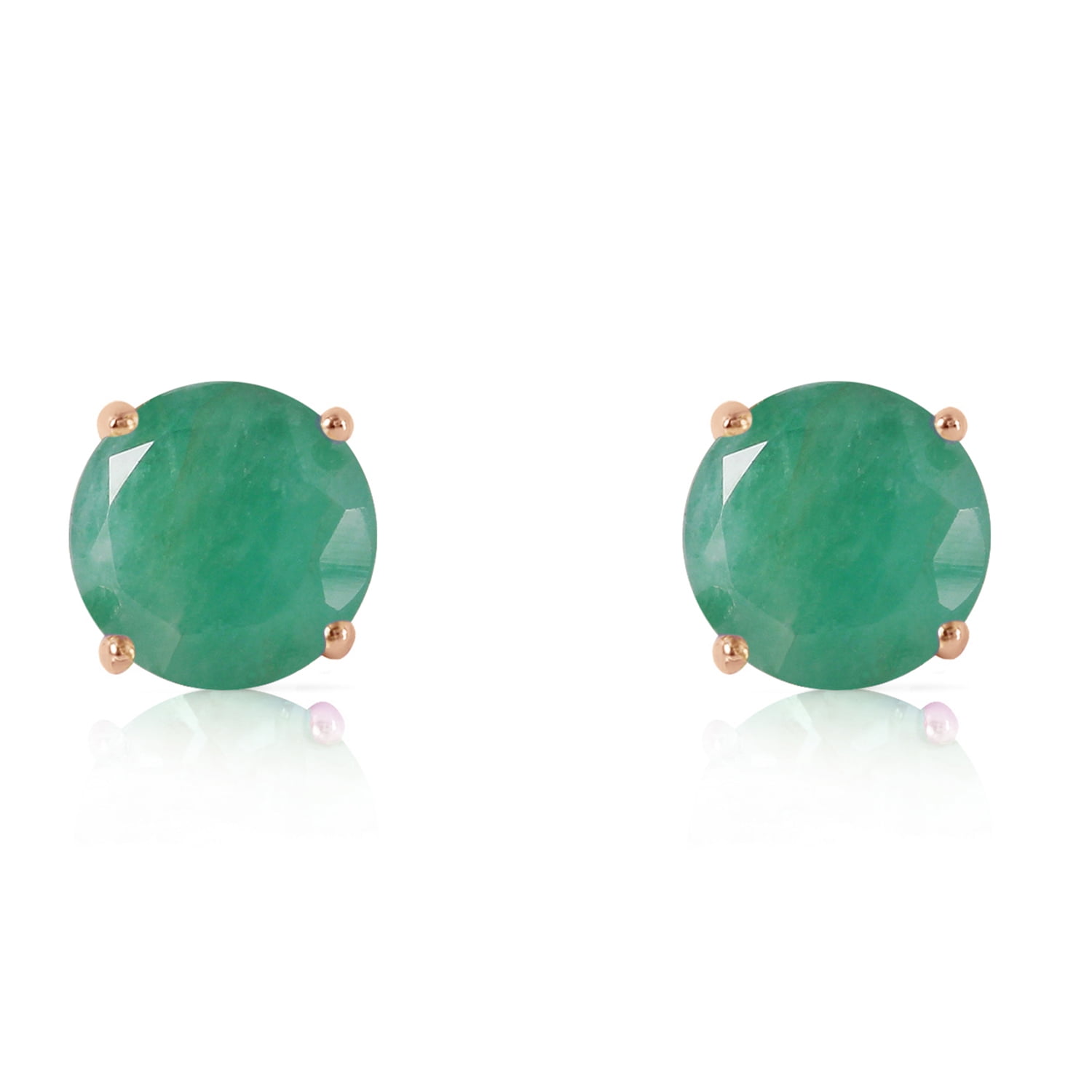 Galaxy Gold 14K Solid Gold Natural Emerald Stud Earrings for Women - Rose Gold Fine Jewelry