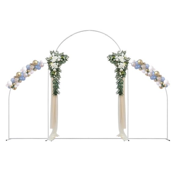 3 Pcs Wedding Backdrop Stand Balloon Metal Shelf Outdoor Venue Decor Frame, Metal Backdrop Stand (White)