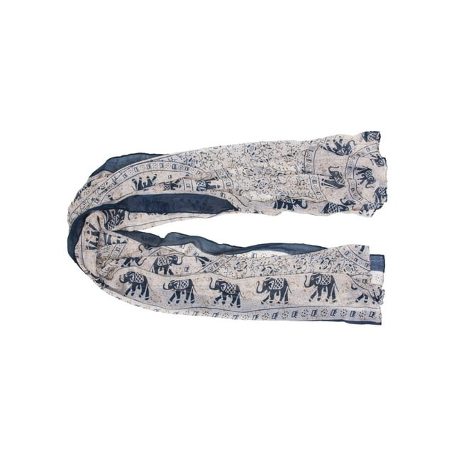 Gravity Threads Paisley Elephant Vintage Solid Viscose Scarf, Elephant Navy