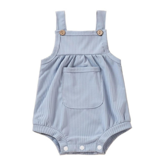 Chbgutlmr Baby Clothes Boys Girls Toddler Ribbed Knit Rompers Overalls Newborn Button Sleeveless Cute Bodysuits