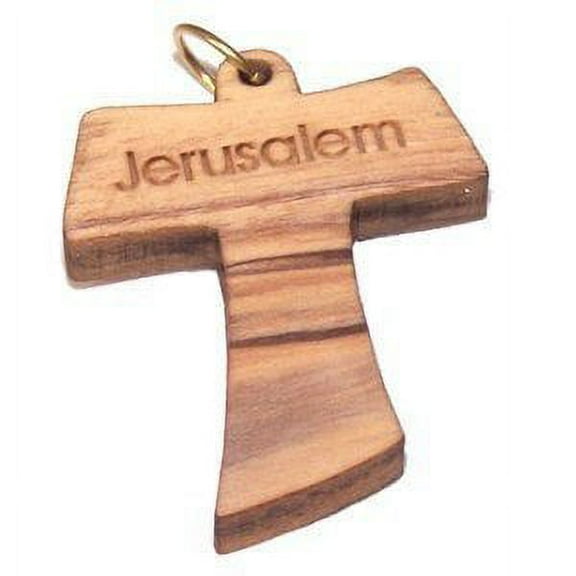 Olive wood Tau Cross Laser Pendant (6cm or 2.36" long )