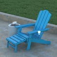 thumbnail image 3 of Emma + Oliver Set of 2 Adirondack Chairs with Cup Holders and Pull Out Ottoman, All-Weather HDPE Indoor/Outdoor Lounge Chairs in Blue, 3 of 12
