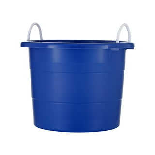 Mainstays 17 Gallon Round Plastic Tub with Rope Handles, Blue, Set of 2 ...