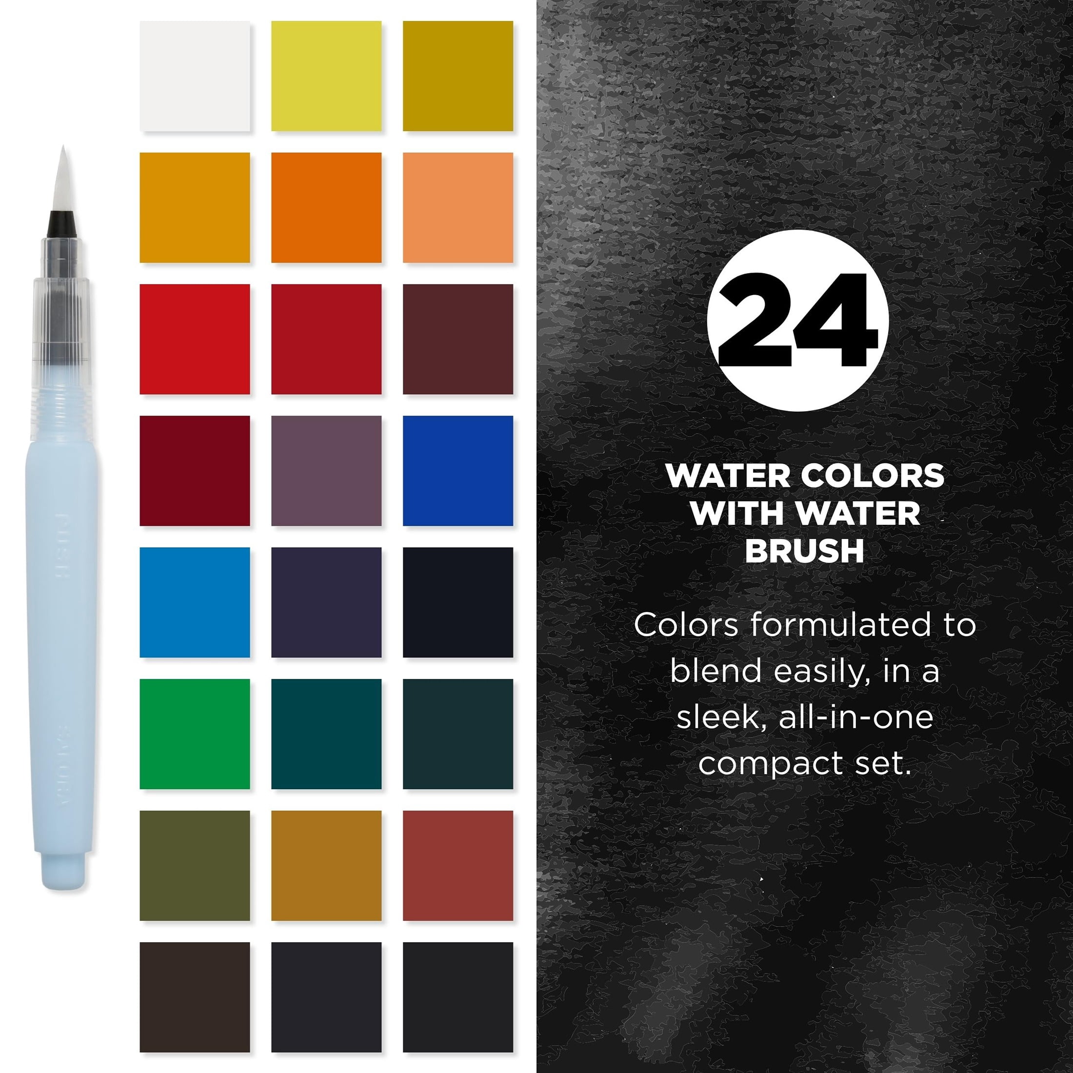 Sakura Koi Pocket Field Sketch Kit - Watercolor Sets for Painting On the Go - Holiday Gifts for Artists, Crafters & DIY Gifts Projects - 24 Colors - 1 Water Brush - 1 Sponge - 1 Mixing Palette