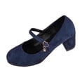 thumbnail image 3 of Busydd Womens Dress Shoes with Ankle Strap Trendy Solid Color Chunky Block Heels Round Toe Womens Shoes for Daily Wear 38, 3 of 10