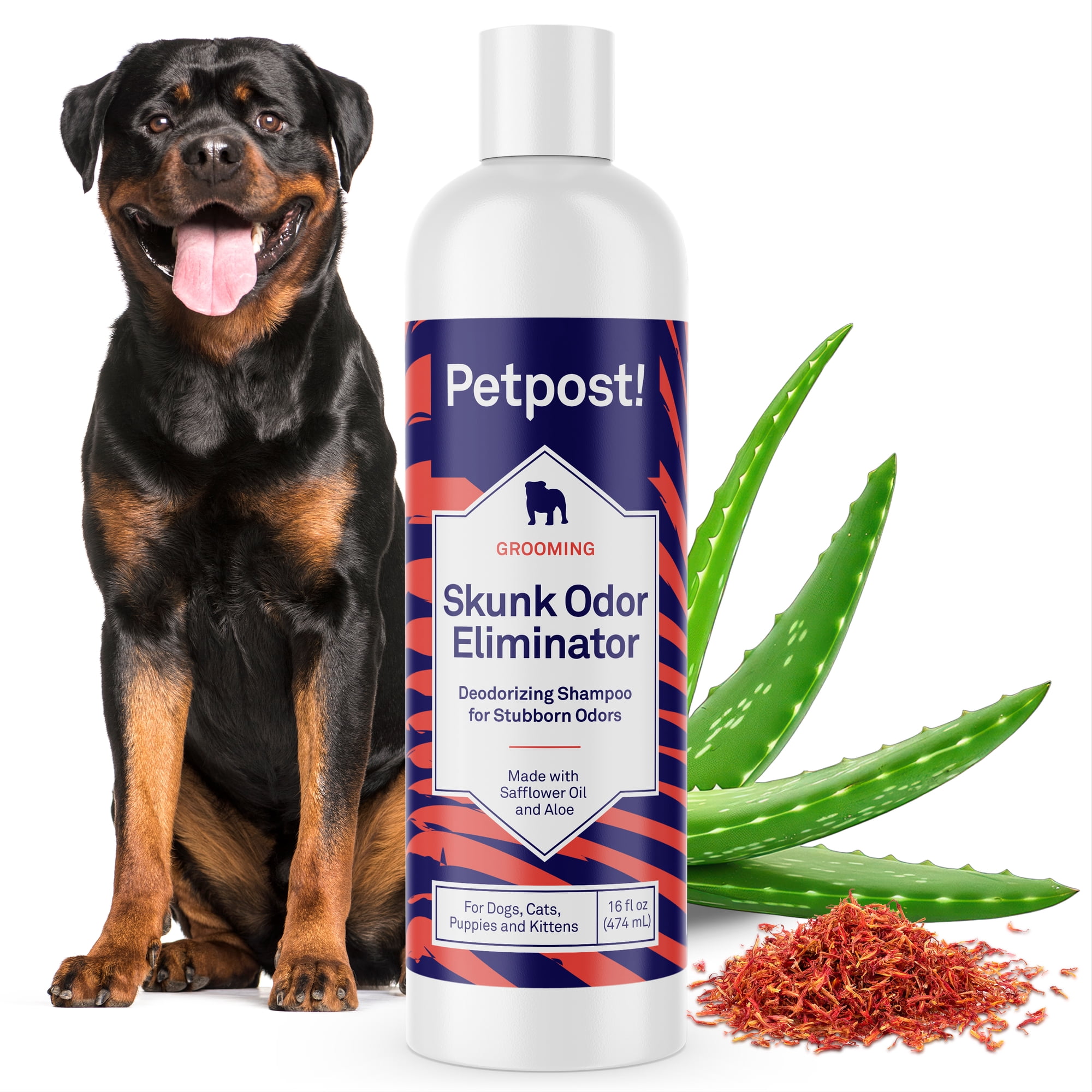 Petpost Skunk Odor Shampoo for Dogs & Cats - Natural Deodorizing Formula with Safflower Oil - Removes Skunk Spray, Eliminates Strong Odors - Gentle on Skin