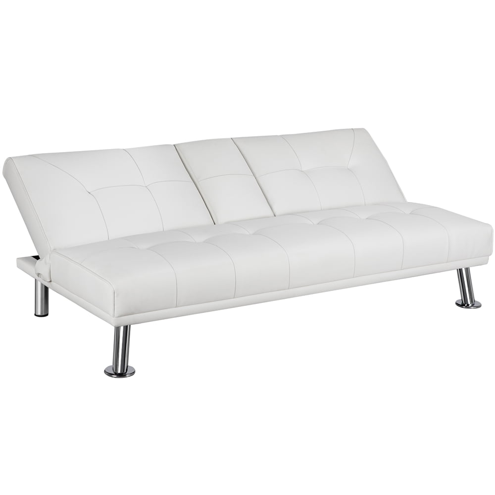 Yaheetech Modern Faux Leather Futon Sofa Bed Home Recliner