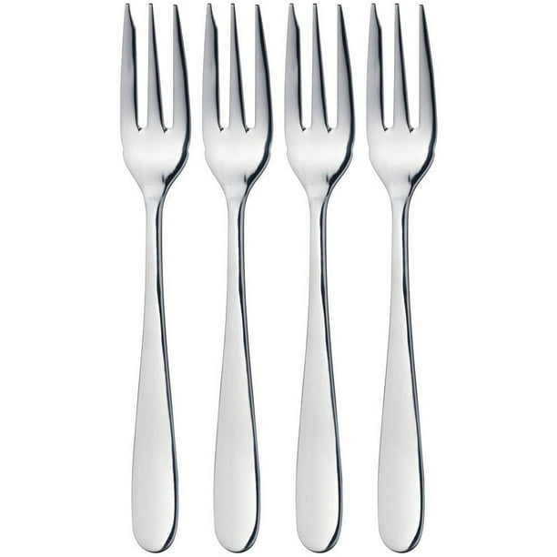 Tenedores de Postre, Juego de 4 Tenedores de Pastel de Acero Inoxidable, Tenedores de Frutas, Altamente Pulidos, Apto para lavavajillas, Adecuados para pastelerías, Restaurantes, Bares,