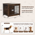 thumbnail image 5 of YOKWOK 27 Inch Wooden Dog Crate Furniture, Heavy Duty Dog Kennel with Secure Lock & Double Door, Sturdy Metal Pet Cage Indoor Use, Chew Resistant Dog House for Small Dogs, Rustic Brown, 5 of 7