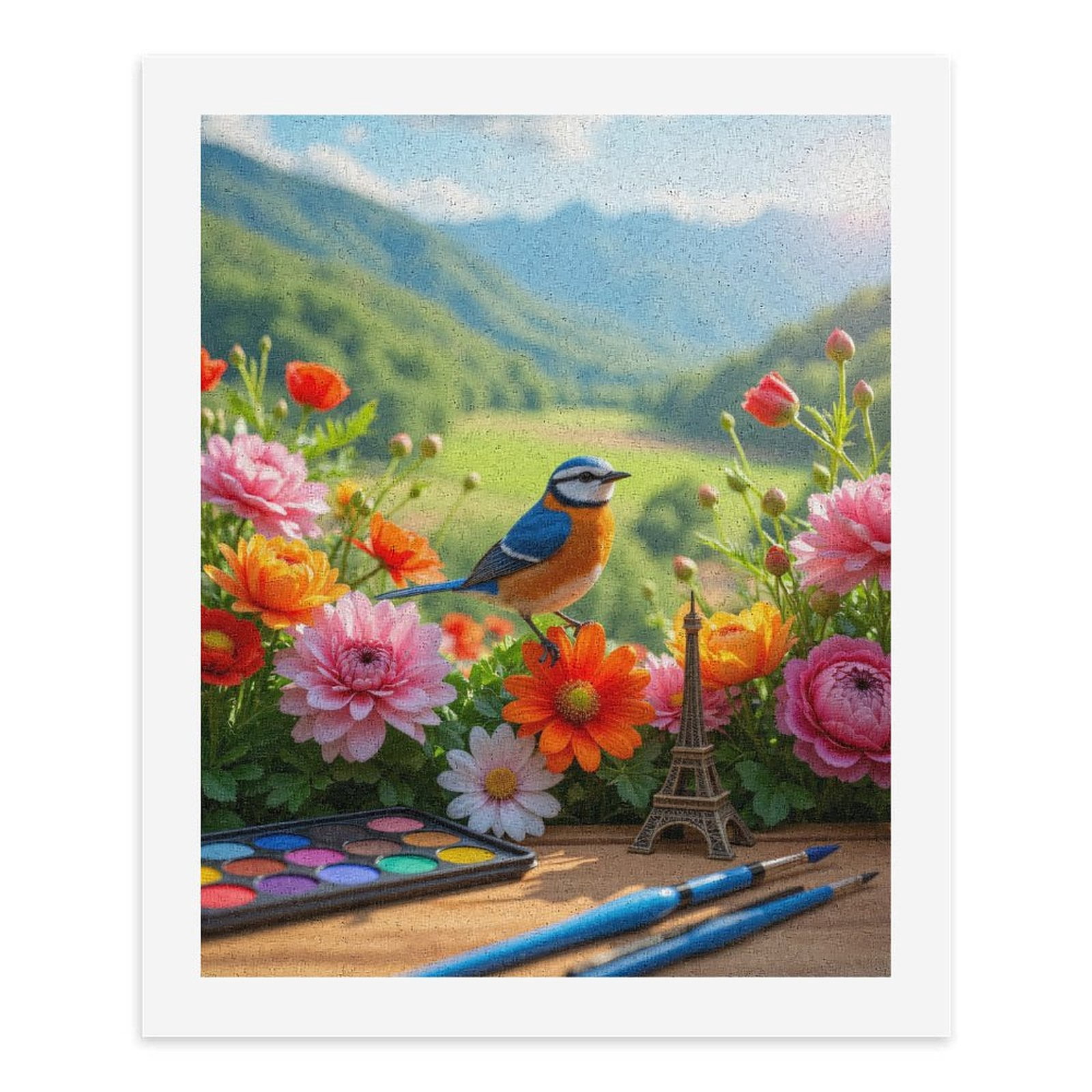 Paint By Numbers Kit for Adults Beginner - Bird Paris Scenic Art Garden DIY Canvas Painting Kits for Adults, Frameless Paint By Number for Adults for Home Wall Decor 16x20 Inch