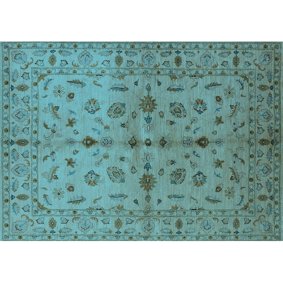 Ahgly Company Indoor Rectangle Oriental Light Blue Industrial Area Rugs, 8' x 10'
