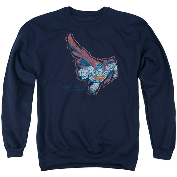 Superman Scribble & Soar Adult Crewneck Sweatshirt Navy
