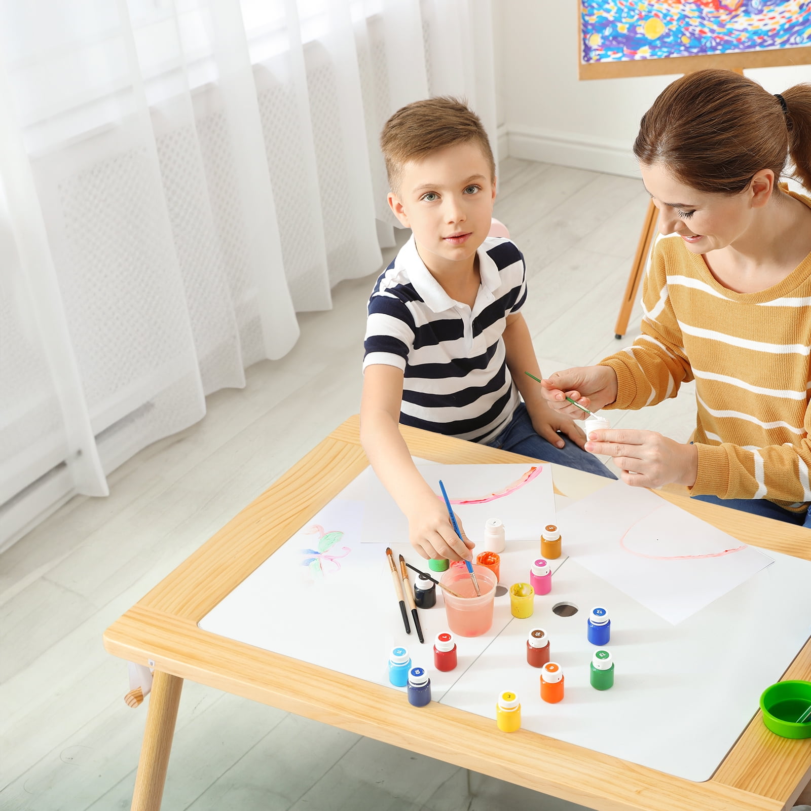 Zimtown Sensory Table with Chair, Kids Multi Activity Table Toddler Play Table Set for 3~8 Year-old Children