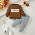 thumbnail image 2 of Toddler Boys' Outfits Girl Fall Winter Round Neck Long Sleeve Stretch 1T 2T 3T Sweatshirt and Elastic Pants Set Sweatsuit 2 Piece, 2 of 7