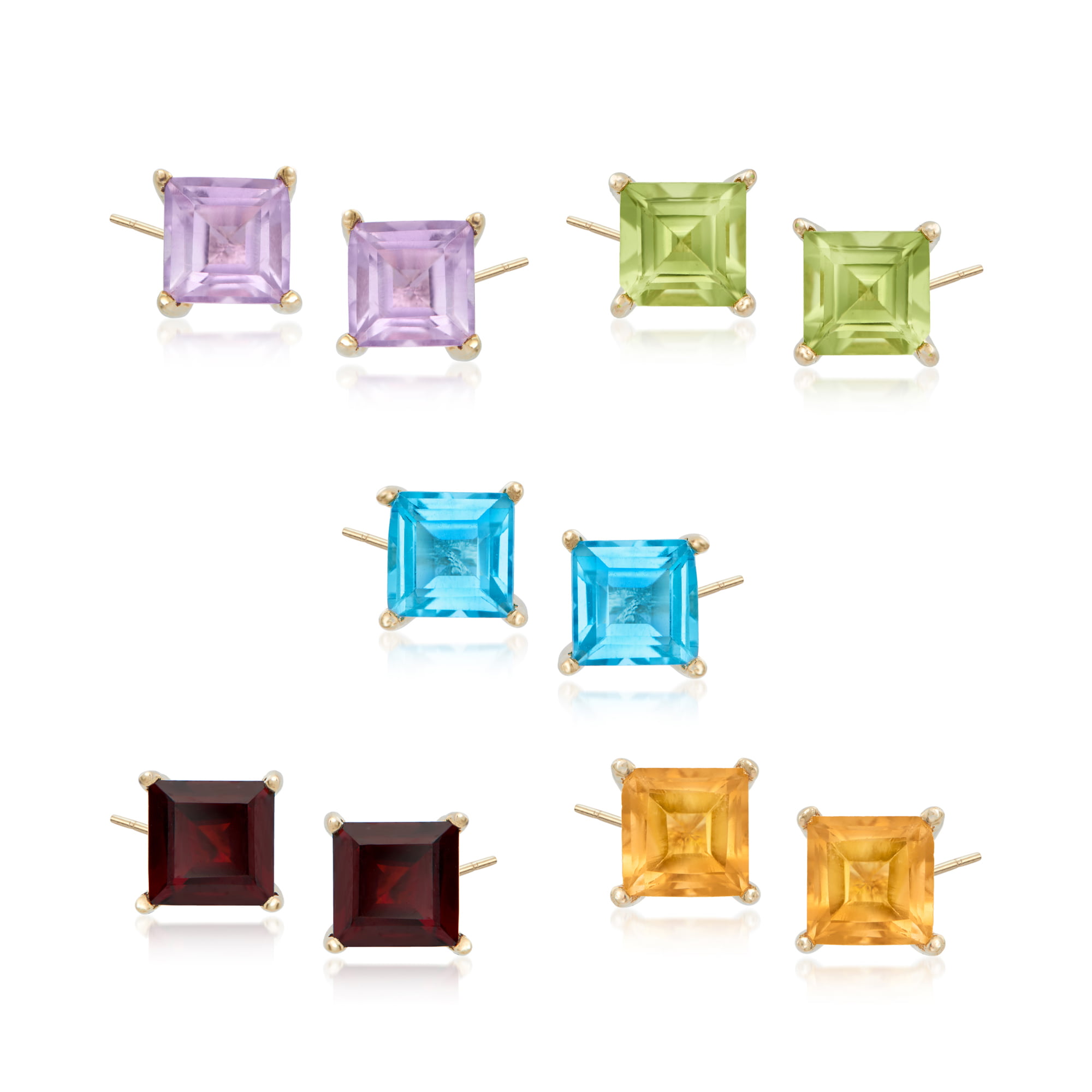 Ross-Simons 7.20 ct. t.w. Semi-Precious Gem Jewelry Set: 5 Pairs Of Stud  Earrings in 18kt Gold Over Sterling