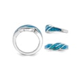 thumbnail image 3 of Gem & Harmony Lab Created Blue Opal Inlay Wave Ring in Sterling Silver for Women, 3 of 4