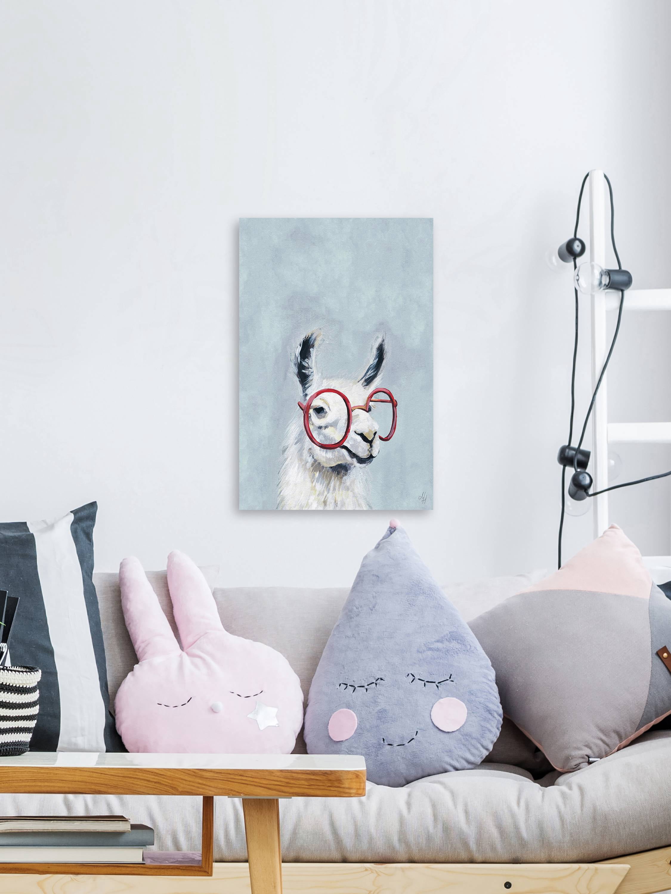 Marmont Hill Red Llama Glasses II Canvas Wall Art