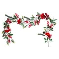 thumbnail image 5 of Kezqiaxn 6.56Ft Red Berry Christmas Garland with Pinecones and Poinsettia, Artificial Berries Garland Poinsettia Christmas Decorations for Indoor Outdoor Fireplace Winter Holiday Xmas Home Decor Red, 5 of 6