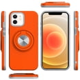 thumbnail image 3 of For iPhone 12 & iPhone 12 Pro Metal CD Pattern Matte Finished Hybrid with Rotational Ring [Car Mount Friendly] Case - Cosmic Orange, 3 of 3