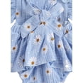 thumbnail image 2 of Franhais Toddler Girls Romper, Floral Top Pleated Crotch Buttons Summer Skirt + Headband 0-4 Months, 2 of 6