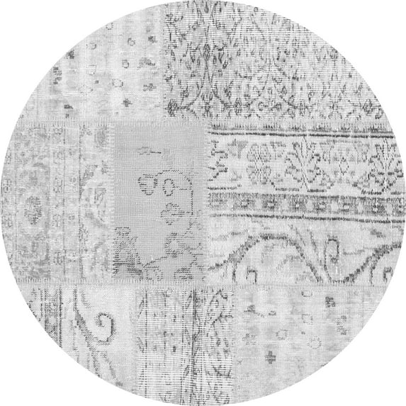 Ahgly Company Indoor Round Patchwork Gray Transitional Area Rugs, 7' Round