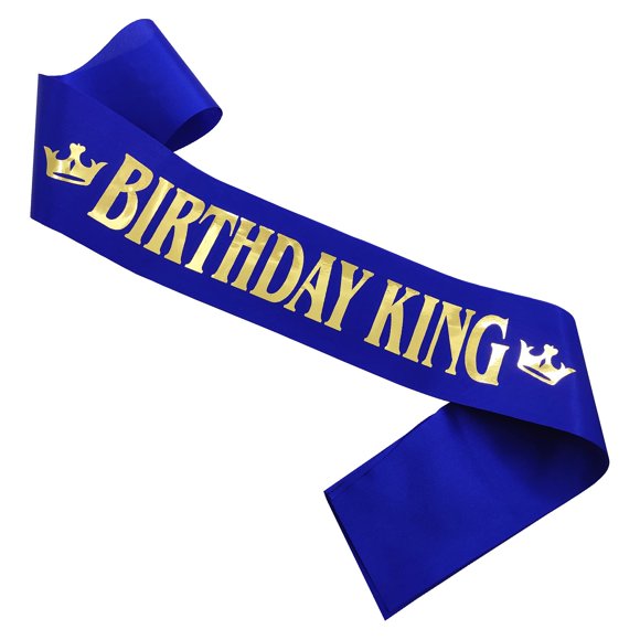 Banda De Rey De Cumpleaños Para Hombres, Banda De Lámina De Oro Satinado Suave Azul Para Niños, Accesorio De Disfraces De Cumpleaños, Regalos De Decoración De Fiesta