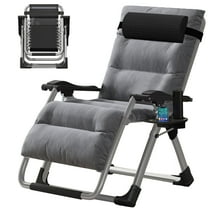 MOPHOTO Zero Gravity Chair Folding Outdoor Patio Recliner with Detachable Cushion,Cup Holder,Headrest,26"D x 20"W x 45"H