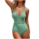 thumbnail image 2 of Trajes de baño de una pieza para mujer, traje de baño de bikini con tirantes y espalda descubierta de color liso para mujer, 2 of 5