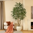 thumbnail image 6 of 8ft Artificial Ficus Tree with 18 inch White Planter, Tall Fake Ficus Trees for Indoor, Faux Ficus Silk Tree, Large Ficus Plants for Home Decor and Housewarming Gift, 6 of 8