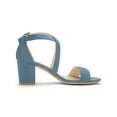 thumbnail image 3 of BLISSFUL STEP Women's Open Toe Cross Strap Mid Block Heel Sandals Haze Blue 10, 3 of 7