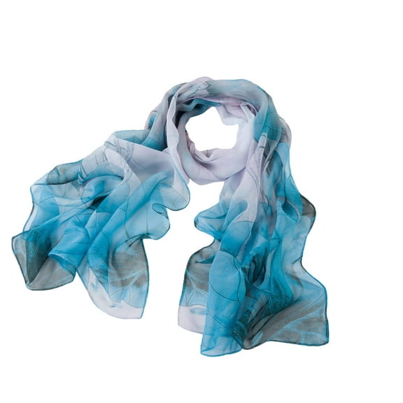 SC-Chiffon Lotus Light Blue | Chiffon Scarf