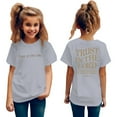 thumbnail image 1 of Hiiyo T-Shirt pour Filles, Imprimé Lettre, Manches Courtes, Col Rond, T-Shirt Polyvalent, 1 of 3