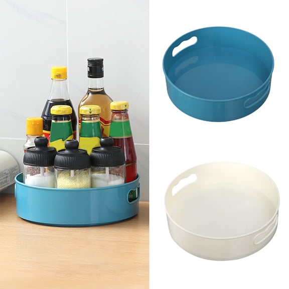 Steger Plastic Rotating Seasoning Box with 2 Handle Multifunctional Spice Rack Organizer for Kitchen Cabinet 360 Rotating Food Storage Container for Kitchen