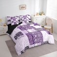 thumbnail image 4 of Feelyou Leopard Zebra Print Twin Bedding Sets 7-Piece for Adult, Dreamy Purple Bedding Comforter Set, Modern Abstract Stripes Reversible Sheet Sets, Super Cozy Room Decor, 4 of 9