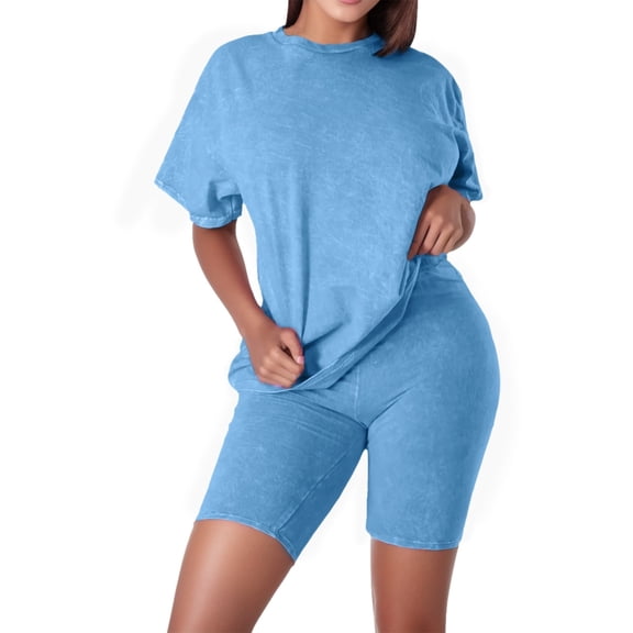 Wxolcjlv Workout Sets For Women Summer Set T Shirt And Shorts 2 Piece Set Slim Shorts Long Tee Shirt Outfits Femme Track Suit Set Gym Yoga Active Wear Outfit