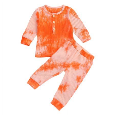 

Viworld 2PCS Baby Girl Boy Tie-dye Clothes T-Shirts Pullover Tops+ Pants Outfits