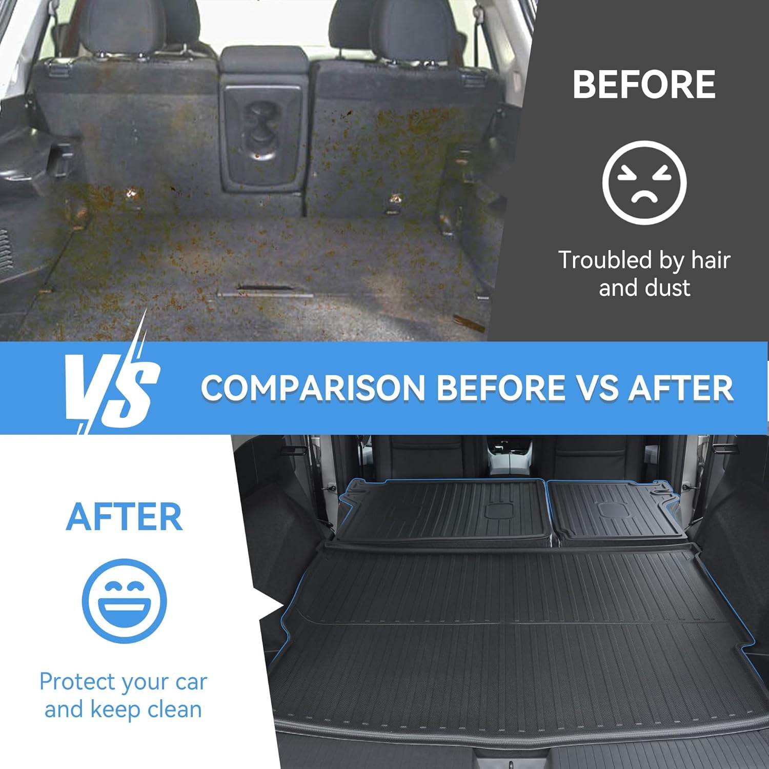 DIKSOAKR Car Floor Mats & Cargo Liner & Backrest Mat for Nissan Rogue 2021-2024 Row Trunk Mat Full Set TPE All Weather Protection