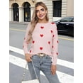 thumbnail image 2 of Heart Sweater for Women Valentine's Day Cute Heart Printed Lightweight Sweaters Casual Creneck Pullover Shermie, 2 of 10