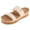 Bone, variant on Women’s Ribbed Knit Wedge Slide Sandals, Double Strap Platform Slides with Faux Cork Footbed, 2” Comfort Wedge, Lightweight Non-Slip Casual Summer Sandals for Women