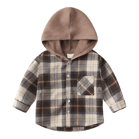 

NOKIO Girls Plaid Spring Coat Toddler Girl Gingham Outerwear Kids Plaid Button-Up Jacket Christmas Boys Fall Long Sleeve Hooded Plaid Shirt Top Jacket Winter Jacket Girl