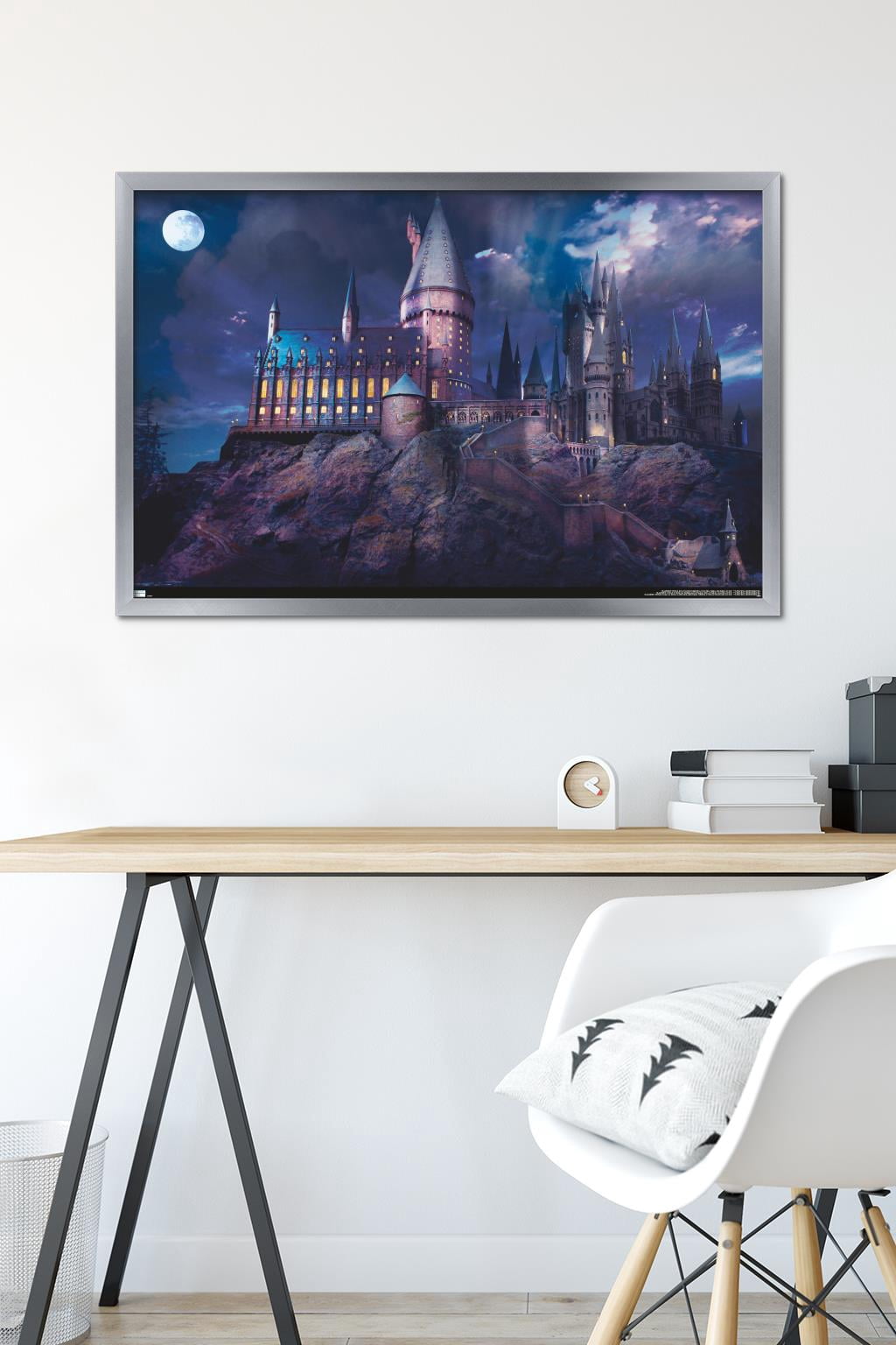 The Wizarding World: Harry Potter - Hogwarts At Night Wall Poster, 22.375" x 34" Framed
