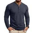 thumbnail image 3 of Stamzod Long Sleeve Henley Shirts for Men Casual Pullover Button Up Shirt Soft Home Cotton Oversized Tshirts Navy M, 3 of 8