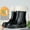 1Black, variant on Womens Rubber Bots Wide Calf Boots Plush Lined Warm Waterproof Rain Boot Garden Shoes